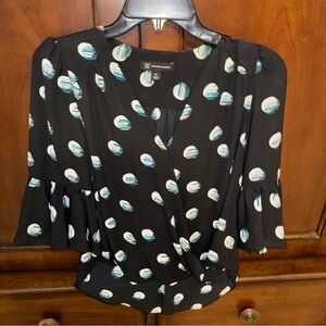 INC International Concepts Black and White Polka Dot Blouse